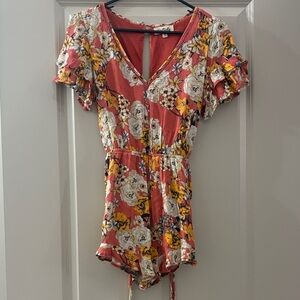 Alstyle Red Floral V-Neck Dress